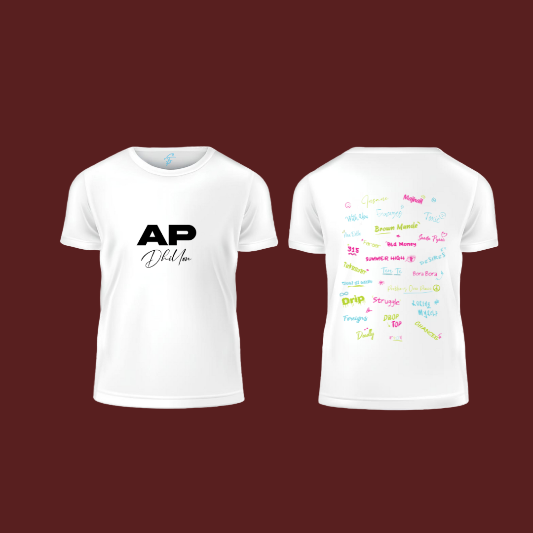 AP Dhillon, Colourful Scribble, T-Shirt, 100% Cotton